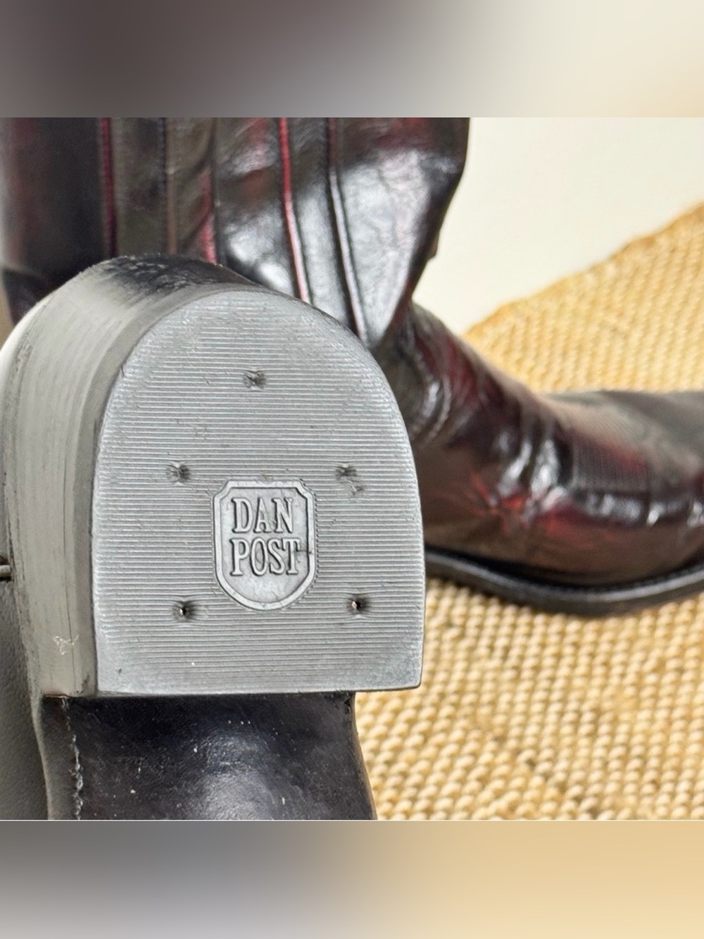 Dan Post Men's Western Cowboy Boots in Oxblood Cherry Black - Picture 4 of 7